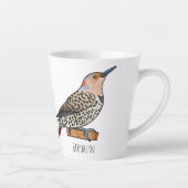 Tasse Latte Northern flicker bird cartoon illustration (Droite)