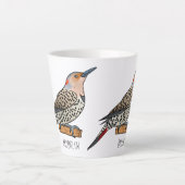 Tasse Latte Northern flicker bird cartoon illustration (Devant)