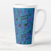 Tasse Latte Notes musicales Motif musical Bleu pourpre (Droite)