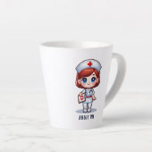 Tasse Latte Nourriture Manga mignonne avec cheveux Brown Brown (Angle droit)
