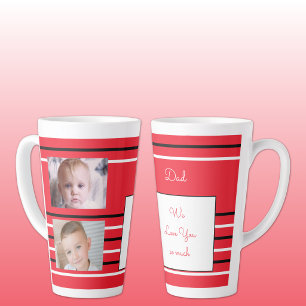 Tasse Latte Nous t'aimons Papa rouge et noir avec photos