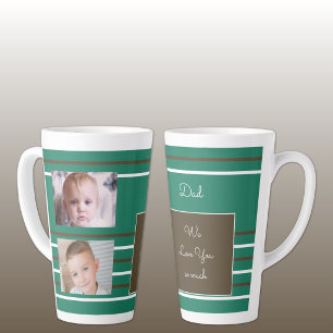 Tasse Latte Nous t'aimons Papa vert et marron avec photos