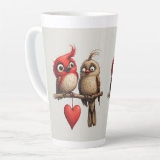 Tasse Latte Nouvel An, Amour, Oiseaux