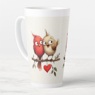 Tasse Latte Nouvel An, Amour, Oiseaux