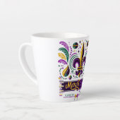 Tasse Latte Nouvelle-Orléans Mardi Gras jaune violet vert (Angle gauche)