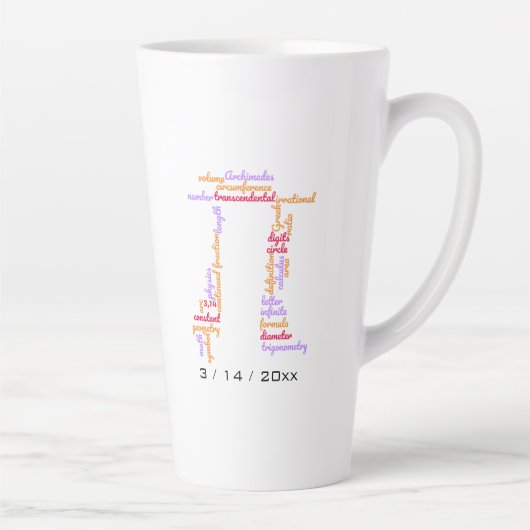 Tasse Latte Nuage de mots coloré Pi Day (Droite)