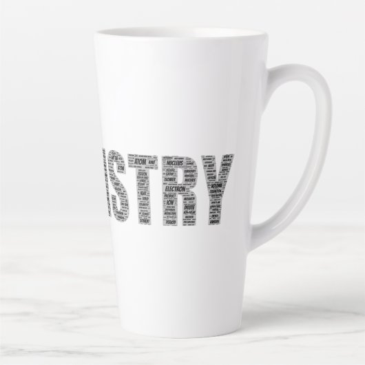 Tasse Latte Nuage de mots de chimie (Droite)