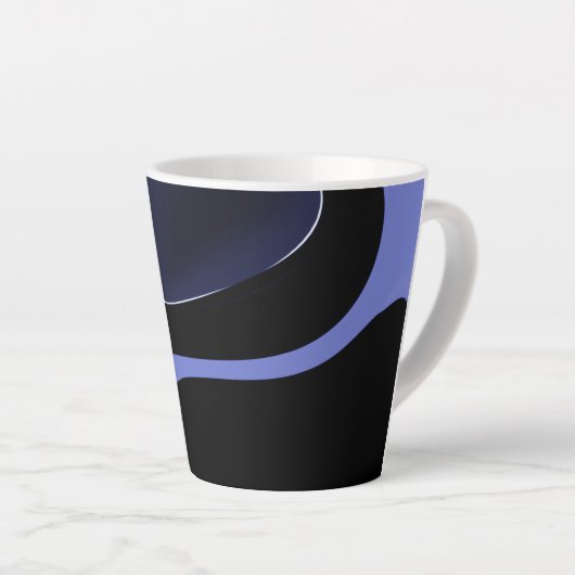 Tasse Latte Nuit de la Comète : Bleu Abstrait, Violet & Noir (Angle droit)