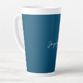 Tasse Latte Ocean Blue Plain Élégant Moderne Calligraphie Nom (Angle gauche)