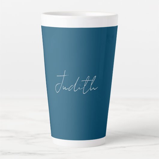 Tasse Latte Ocean Blue Professional Calligraphy Ajouter un nom (Devant)