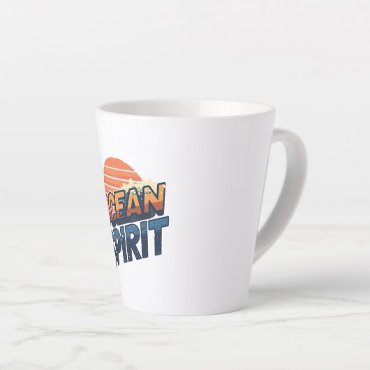 Tasse Latte "Ocean Spirit" Retro Summer Graphic (Angle droit)