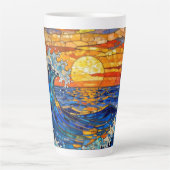 Tasse Latte Oceanic Coastal Ocean Waves Sunset   (Devant)