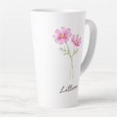 Tasse Latte Octobre Mois de naissance Fleurs Cosmos (Angle droit)