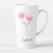 Tasse Latte Octobre Mois de naissance Fleurs Cosmos (Droite)