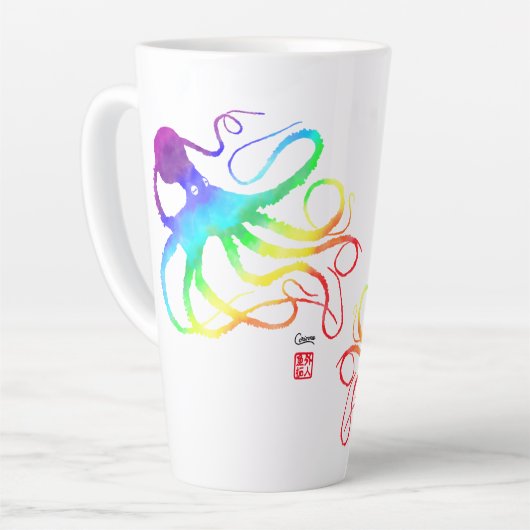 Tasse Latte Octopus arc-en-ciel - Grosse Musique (Angle gauche)