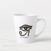 Tasse Latte OEil de Horus sur papyrus, hiéroglyphes égyptiens (Droite)