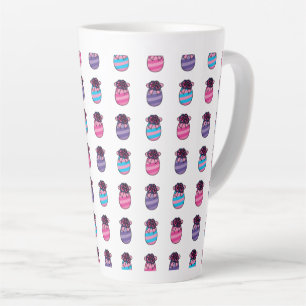 Tasse Latte Oeufs de Pâques aux fleurs et au ruban