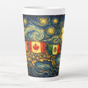 Tasse Latte Œuvre d'art murale de style Van Gogh  É.-U. MX CA