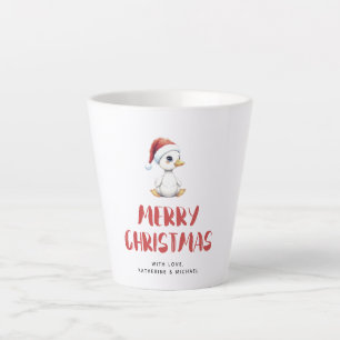 Tasse Latte Oie Canard de Noël à l'aquarelle personnalisée