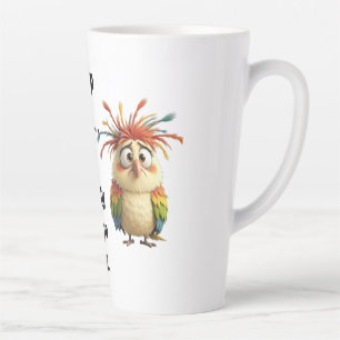 Tasse Latte Oiseau de Dessin Animé Emmêlé – Coloré