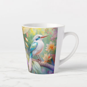 Tasse Latte Oiseau de fantaisie à aile de sarcelle iridescente