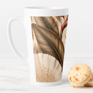Tasse Latte Oiseau de Paradis Élégant & Art Botanique Ginkgo