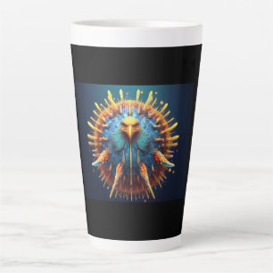 Tasse Latte Oiseau de Spore portant une tenue à plumes bleues