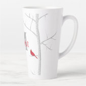 Tasse Latte Oiseau d'hiver Rouge Arbre des bois Monogramme rus (Droite)