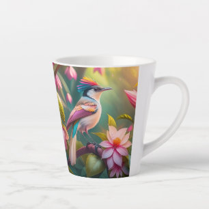 Tasse Latte Oiseau fantastique Geai à crête arc-en-ciel