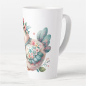 Tasse Latte Oiseau folklorique floral au charme Pastel Boho (Angle droit)
