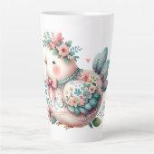 Tasse Latte Oiseau folklorique floral au charme Pastel Boho (Devant)