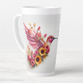 Tasse Latte Oiseau Humide Personnalisé volant avec des fleurs (Angle gauche)