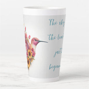 Tasse Latte Oiseau Humide Personnalisé volant avec des fleurs
