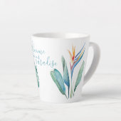 Tasse Latte Oiseau tropical de Paradise Green Palm Feuilles (Angle droit)