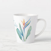Tasse Latte Oiseau tropical de Paradise Green Palm Feuilles (Droite)