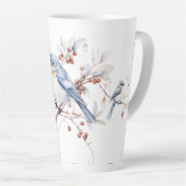 Tasse Latte Oiseaux bleus et Boxwood (Angle droit)