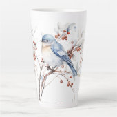 Tasse Latte Oiseaux bleus et Boxwood (Devant)