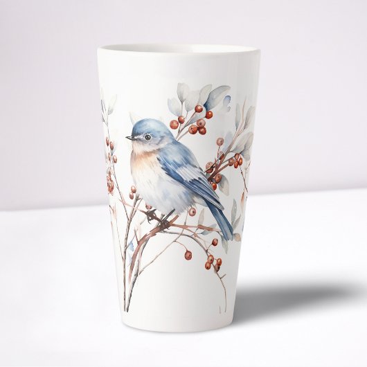 Tasse Latte Oiseaux bleus et Boxwood