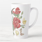 Tasse Latte Oiseaux de colibri Fleurs de roses rouges de papil (Droite)