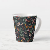 Tasse Latte Oiseaux du jardin foncé et papillons (Angle droit)