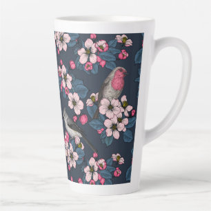 Tasse Latte Oiseaux et fleurs