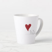 Tasse Latte Oiseaux modernes personnalisés en amour Coeur roug (Angle droit)