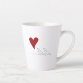 Tasse Latte Oiseaux modernes personnalisés en amour Coeur roug (Droite)
