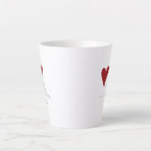 Tasse Latte Oiseaux modernes personnalisés en amour Coeur roug (Devant)