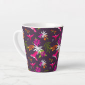 Tasse Latte Oiseaux tropicaux mignons violets roses (Angle gauche)