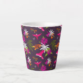 Tasse Latte Oiseaux tropicaux mignons violets roses (Devant)
