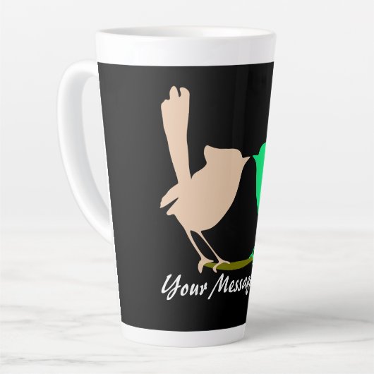 Tasse Latte Oiseaux verts roses mignons s'embrassant sur le no (Angle gauche)