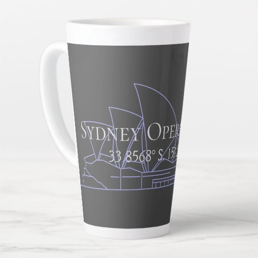 Tasse Latte Opéra de Sydney Latitude Longitude (Angle gauche)