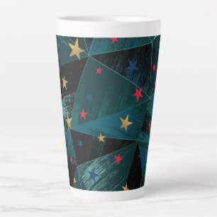 Tasse Latte Or, étoiles rouges sur bleu