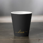 Tasse Latte Or Monogrammé Moderne 'Black Gold' Nom Féminin<br><div class="desc">Tasse de latte de café avec monogramme simple en noir et or. C'est le cadeau parfait pour un anniversaire des 16 ans, un mariage, une douche de mariée, un anniversaire de mariage, une baby shower ou une fête de bachelorette pour quelqu'un qui aime le luxe glamour et les styles chics....</div>